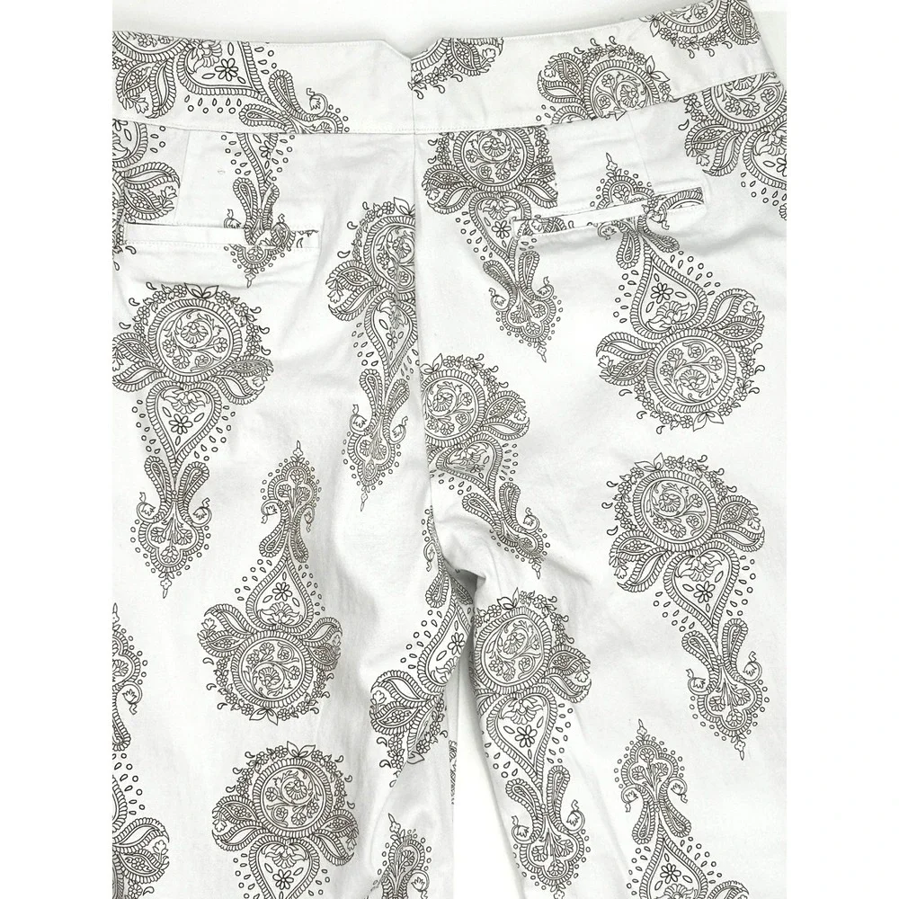 Dockers Stretch Paisley Print Cropped Pants Size 10 White Career quiet luxury - Picture 5 of 7